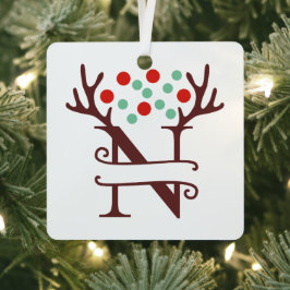 Personalisierter Reindeer Antlers Name "N" Ornament Aus Metall