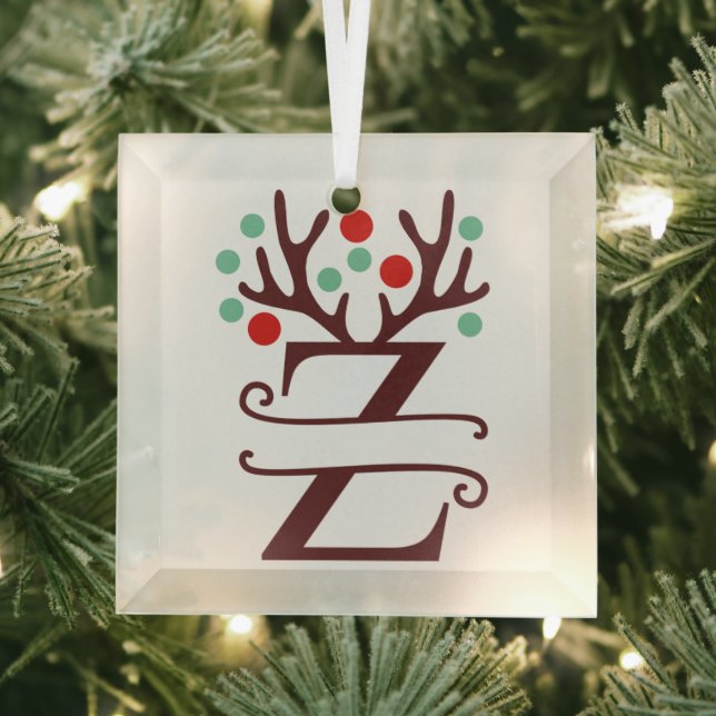Personalisierter Reindeer Antlers Name "Z" Ornament Aus Glas (Insitu)