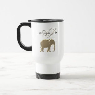 Personalisierter Reisebecher Goldener Elefant
