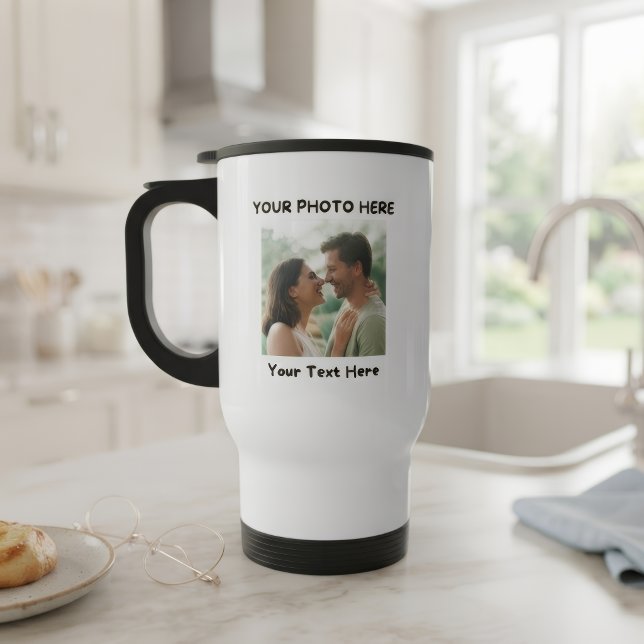 Personalisierter Reisebecher mit Foto und Text (Von Creator hochgeladen)