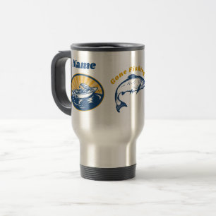 Personalisierter Reisekaffeebecher 'Gone Fishing' Reisebecher
