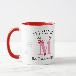 Personalisierter Rentier-M-Heißgetränkebecher für Tasse