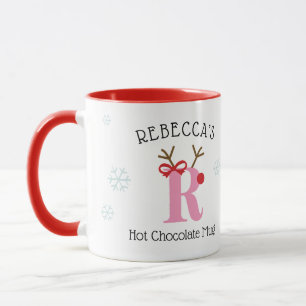 Personalisierter Rentier-R-Heißgetränkebecher für Tasse