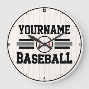 Personalisierter Retro-Baseballspieler NAME Team Große Wanduhr