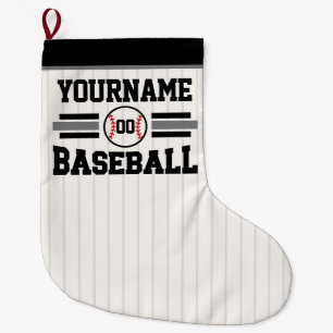 Personalisierter Retro Baseballspieler NAME Team Großer Weihnachtsstrumpf