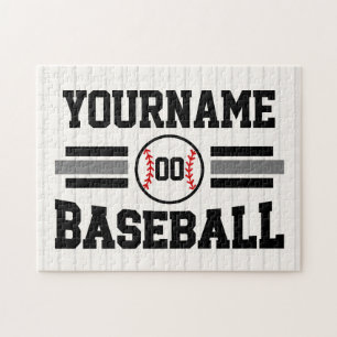 Personalisierter Retro-Baseballspieler NAME Team Puzzle