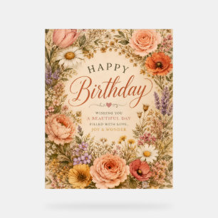 Personalisierter Retro-Blumen-Geburtstag mit Blume Acrylschild