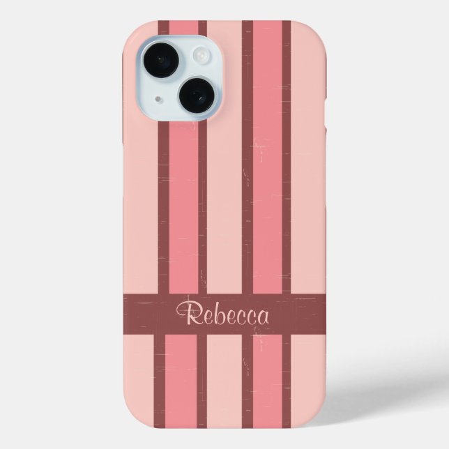 Personalisierter Retro-Bonbons-Streifen pink auf b Case-Mate iPhone Hülle (Rückseite)