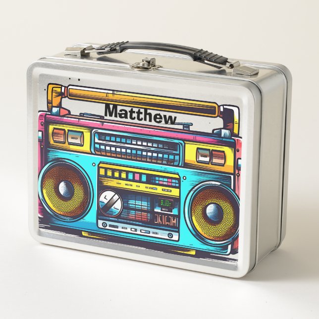 Personalisierter Retro-Boom Metall Brotdose (Vorderseite)