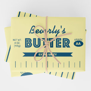 Personalisierter Retro-Butterstangen-Spaß für Food Geschenkpapier Set