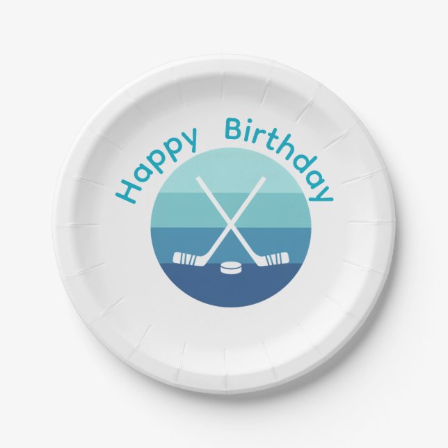 Personalisierter Retro-Eishockey-Geburtstag  Pappteller (Vorderseite)