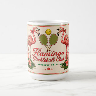Personalisierter Retro-Flamingo-Pickleball-Becher Kaffeetasse