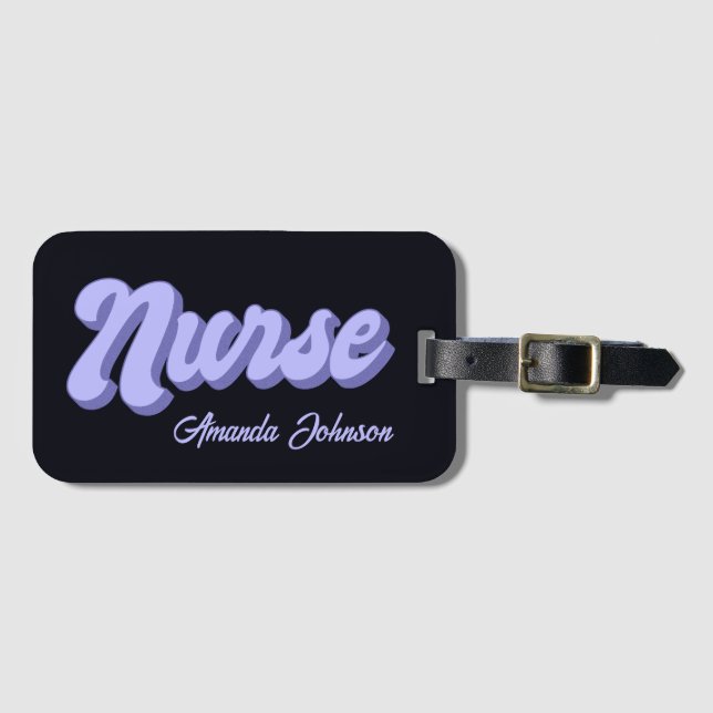 Personalisierter Retro-Kartensteckbeutel für Krank Gepäckanhänger (Vorderseite (Horizontal))