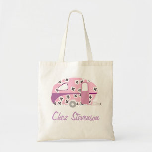 Personalisierter Retro-Kunst-Caravan-Besitzer-Budg Tragetasche