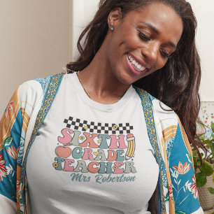Personalisierter Retro-Lehrer der 6. Klasse T-Shirt