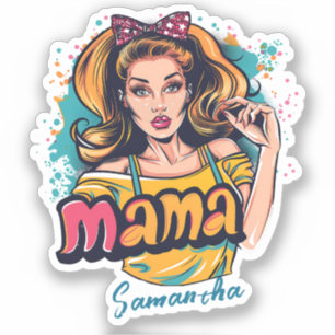 Personalisierter Retro Mama Pop Art (10) Aufkleber