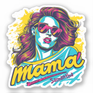 Personalisierter Retro Mama Pop Art (12) Aufkleber