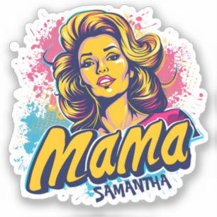 Personalisierter Retro Mama Pop Art (14) Aufkleber