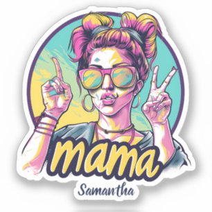 Personalisierter Retro Mama Pop Art (19) Aufkleber