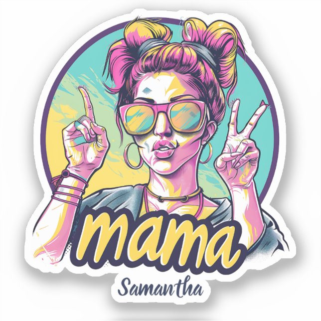Personalisierter Retro Mama Pop Art (19) Aufkleber (Vorderseite)
