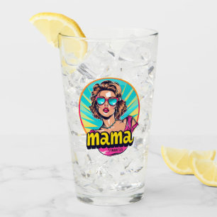 Personalisierter Retro Mama Pop Art. 3 Glas