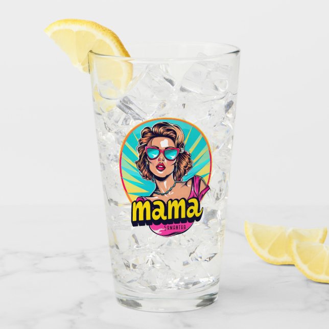 Personalisierter Retro Mama Pop Art. 3 Glas (Vorderseite Ice)