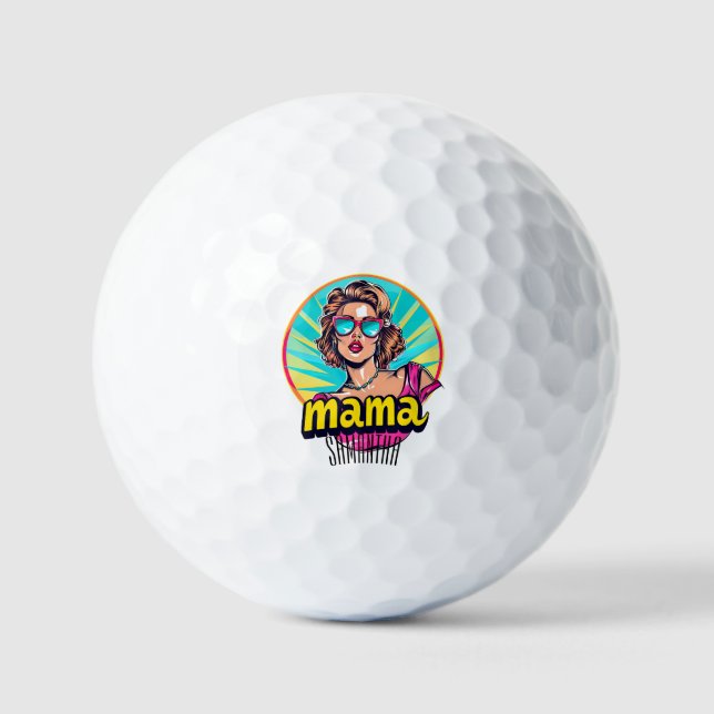 Personalisierter Retro Mama Pop Art. 3 Golfball (Vorderseite)