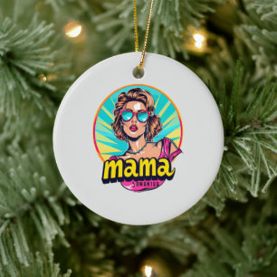Personalisierter Retro Mama Pop Art. 3 Keramik Ornament