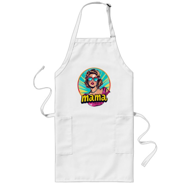Personalisierter Retro Mama Pop Art. 3 Lange Schürze (Vorne)