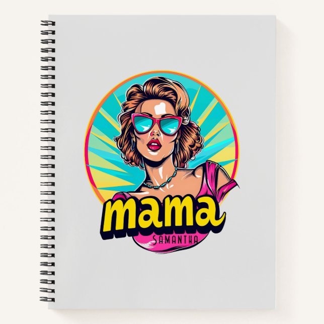 Personalisierter Retro Mama Pop Art. 3 Notizbuch (Vorderseite)