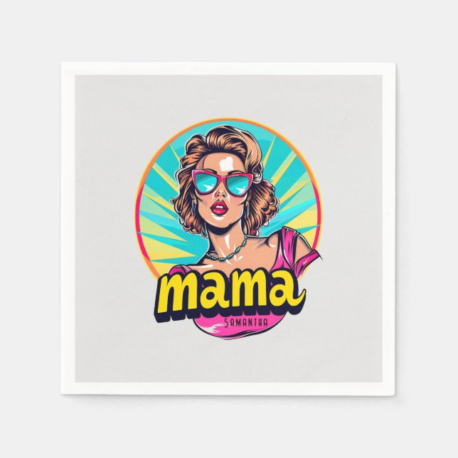 Personalisierter Retro Mama Pop Art. 3 Serviette (Vorderseite)