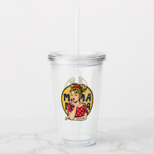 Personalisierter Retro-Mama-Pop Art. 4 Acryltrinkbecher