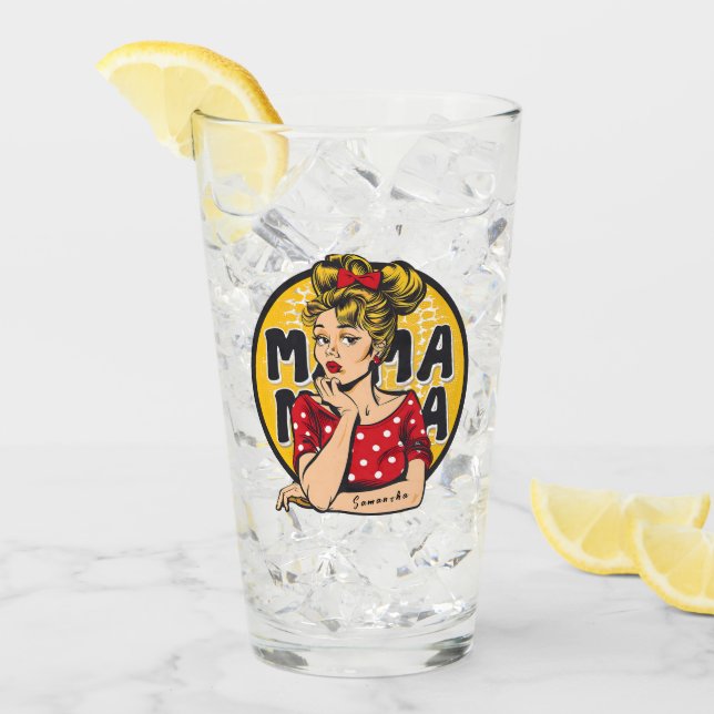 Personalisierter Retro-Mama-Pop Art. 4 Glas (Vorderseite Ice)
