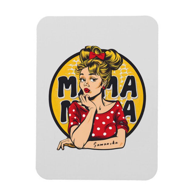 Personalisierter Retro-Mama-Pop Art. 4 Magnet (Vertikal)