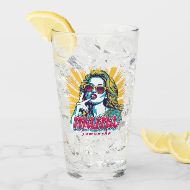 Personalisierter Retro-Mama-Pop Art. 5 Glas (Vorderseite Ice)