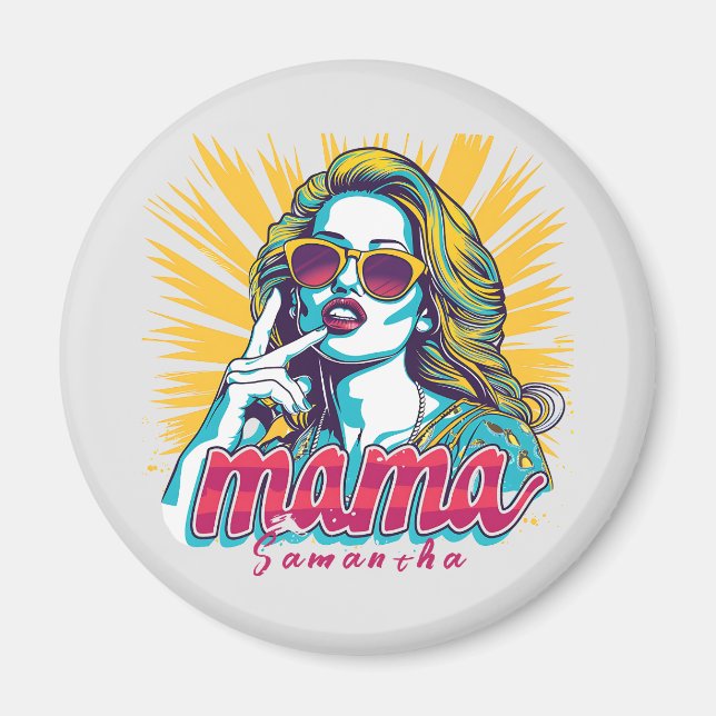 Personalisierter Retro-Mama-Pop Art. 5 Magnet (Vorne)