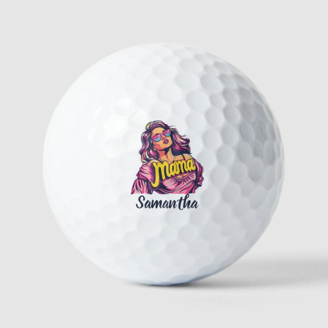 Personalisierter Retro-Mama-Pop Art. 6 Golfball (Vorderseite)