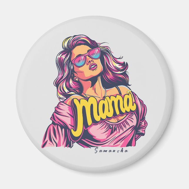 Personalisierter Retro-Mama-Pop Art. 6 Magnet (Vorne)