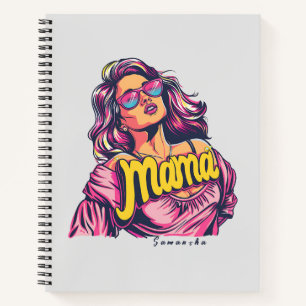 Personalisierter Retro-Mama-Pop Art. 6 Notizbuch