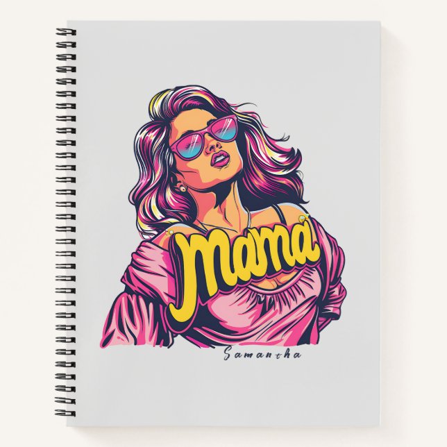 Personalisierter Retro-Mama-Pop Art. 6 Notizbuch (Vorderseite)