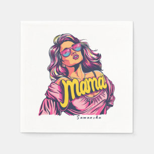 Personalisierter Retro-Mama-Pop Art. 6 Serviette