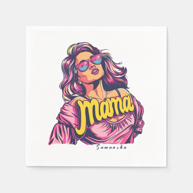 Personalisierter Retro-Mama-Pop Art. 6 Serviette (Vorderseite)