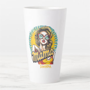 Personalisierter Retro-Mama-Pop-Art-Latte-Mug (17) Milchtasse