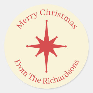 Personalisierter Retro-Midcentury-Weihnachts-Rotst Runder Aufkleber