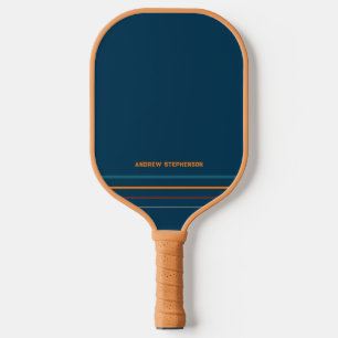 Personalisierter Retro-Minimaler Streifenname Pickleball Schläger