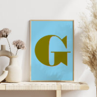 Personalisierter Retro-Mittelpunkt-Buchstabe Blau