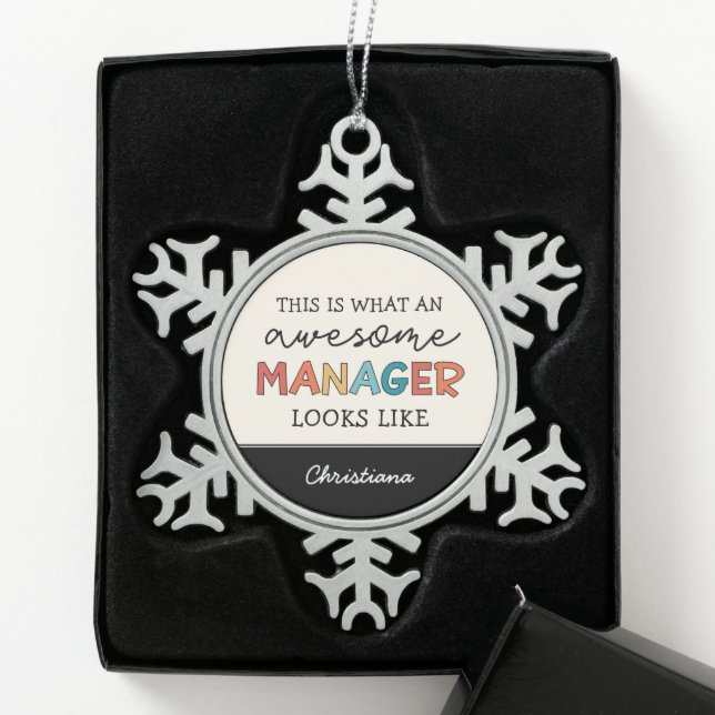 Personalisierter Retro-Phantastischer Manager Funn Schneeflocken Zinn-Ornament (Box)
