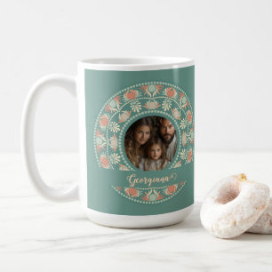 Personalisierter Retro-Sage & Sand Mandala-Foto-Ra Kaffeetasse