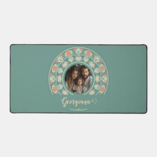 Personalisierter Retro-Sage & Sand Mandala-Foto-Ra Schreibtischunterlage