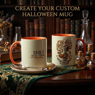 Personalisierter Retro-Skelett-Gruseltrank Tasse